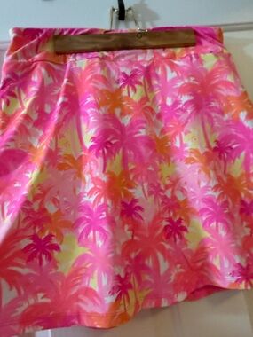 Women's Pink Tropical Print A-Line skort